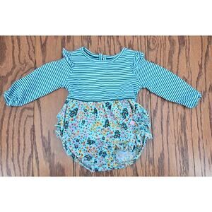 Ruffle  Butts Floral Striped Romper